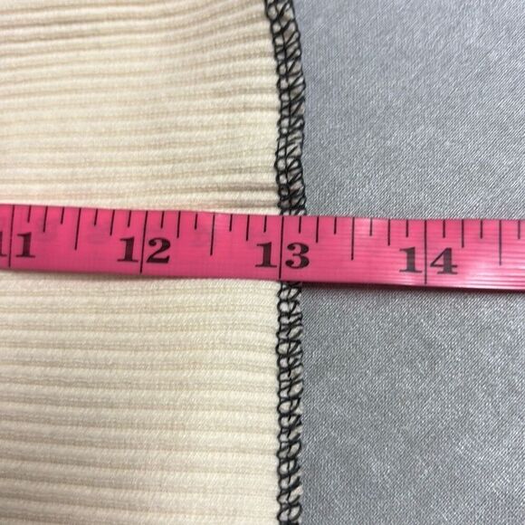 Storets S/M Black White Asymmetrical Colorblock Distressed Ribbed Crop Top - Picture 6 of 6